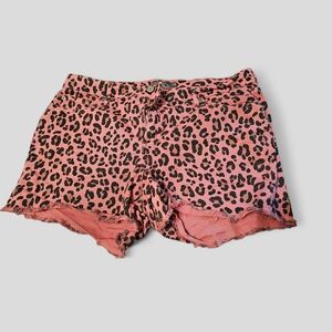 Torrid Pink Leopard Print Jean Shorts